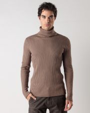 BROWN MEN'S KNITTED SWEATER