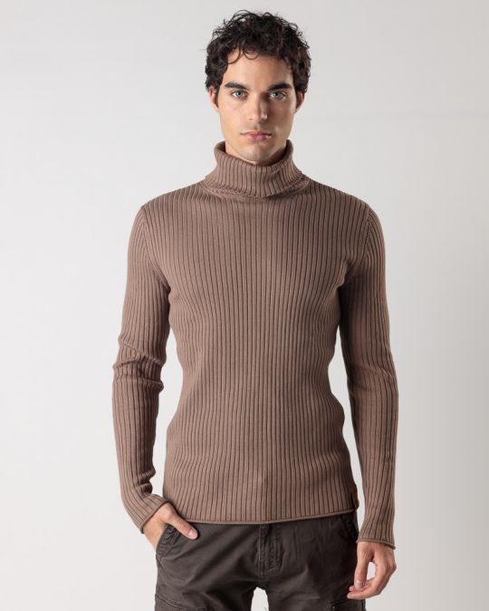 BROWN MEN'S KNITTED SWEATER 1D24FW6009LS1106