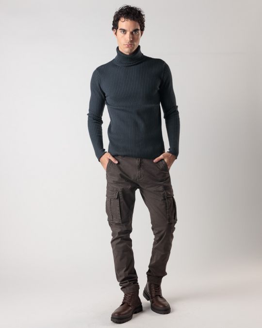 BLACK MEN'S KNITTED SWEATER 1D24FW6009LS1106