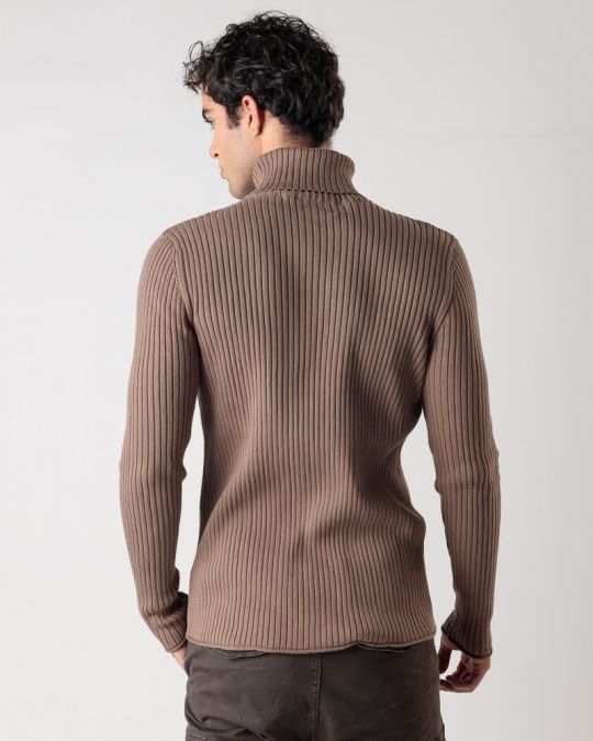 BROWN MEN'S KNITTED SWEATER 1D24FW6009LS1106