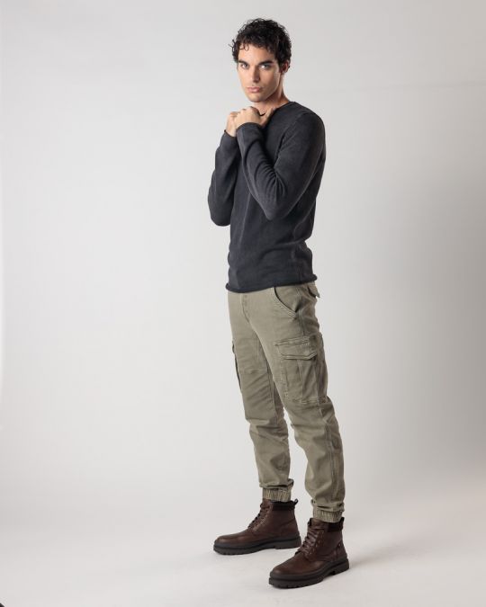 BLUE MEN'S KNITTED SWEATER 1D24FW6011LS1106