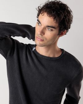 BLUE MEN'S KNITTED SWEATER 1D24FW6011LS1106