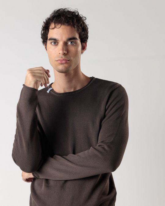 BLACK MEN'S KNITTED SWEATER 1D24FW6011LS1106