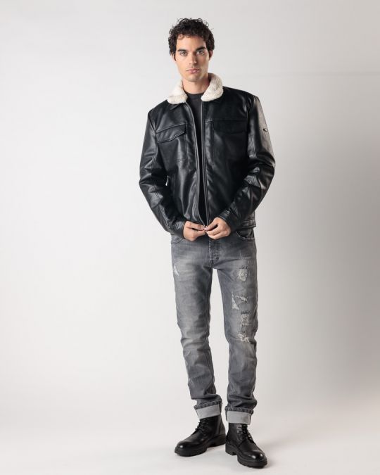 BLACK MEN'S COAT 1D24FW3019KA9000