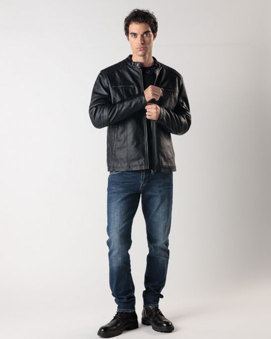 BLACK MEN'S COAT 1D24FW3023KA9000