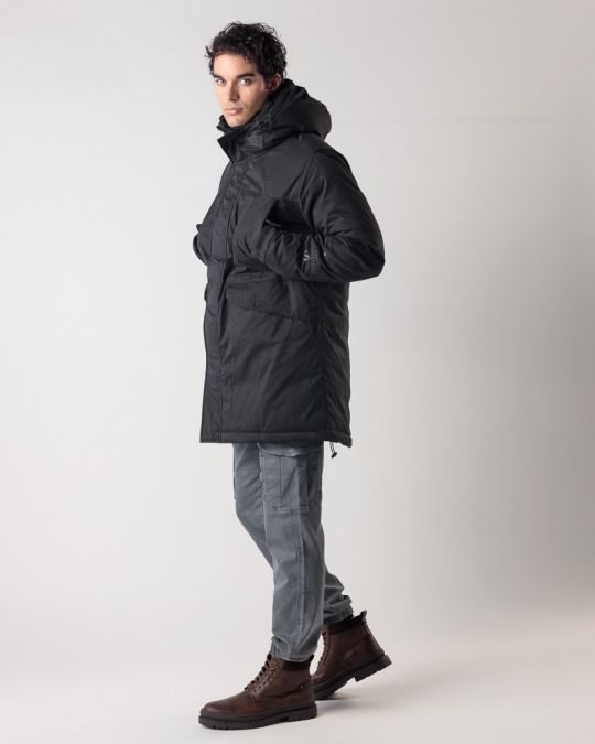 BLACK MEN'S LONG COAT 1D24FW3015KA1600