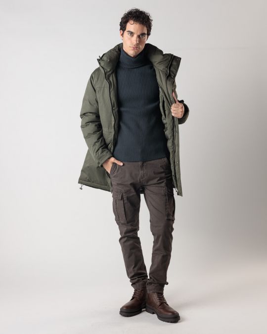 KHAKI MEN'S LONG COAT 1D24FW3015KA1600