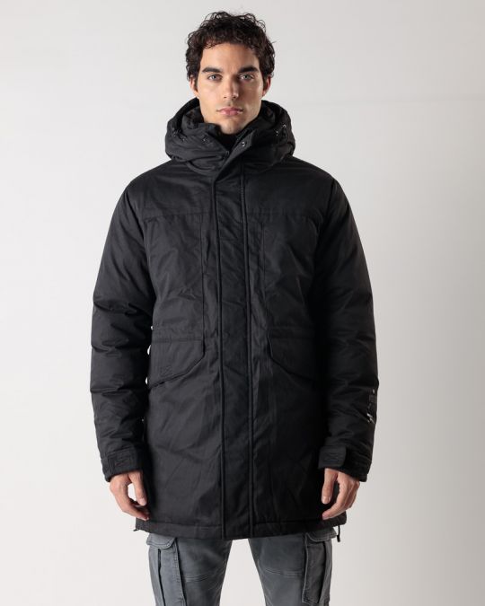 BLACK MEN'S LONG COAT 1D24FW3015KA1600