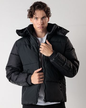 BLACK MEN'S WINTER COAT 1D24FW3008KA1600