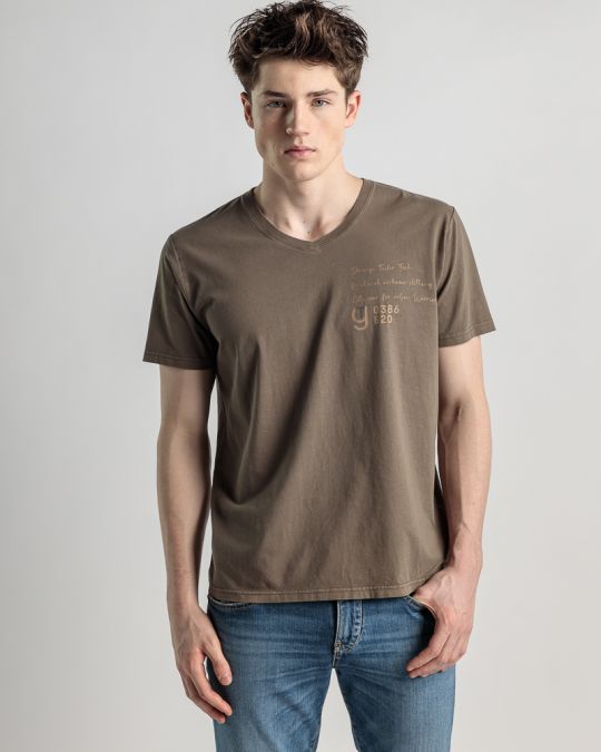 BROWN MEN'S T-SHIRT 1D25SS4036SS0106