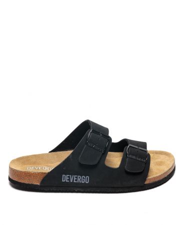 BLACK MEN'S LEATHER SANDALS - ALFRED DE25SS2005PU HV