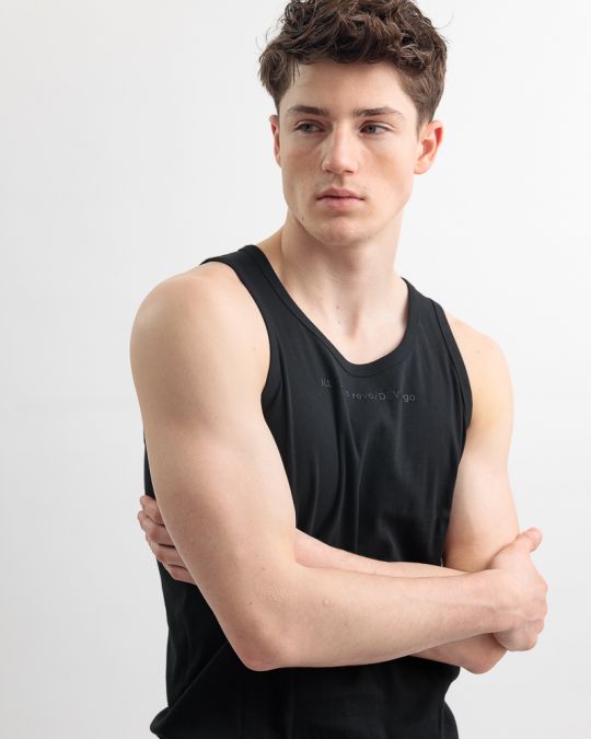 BLACK MEN'S SINGLET 1D25SS4013SL3305