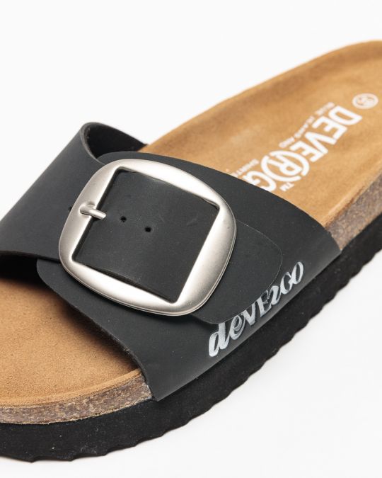 BLACK WOMEN'S SLIDES - GAIA BUCKLE DE25SS2549BU PT