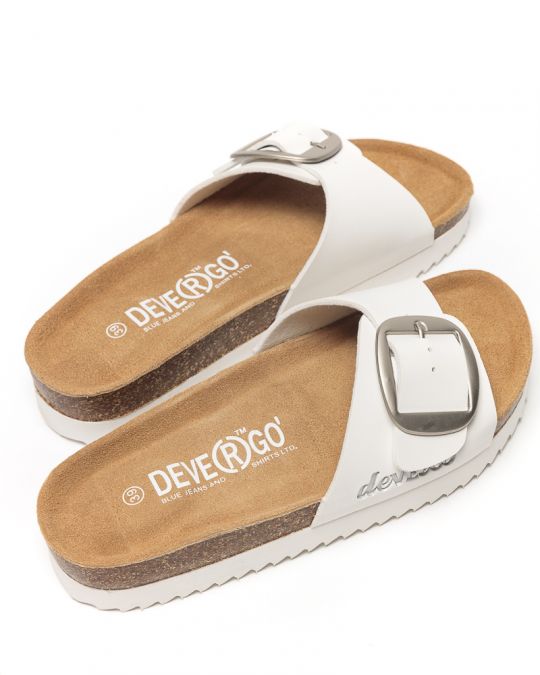 WHITE WOMEN'S SLIDES - GAIA BUCKLE DE25SS2549BU PT