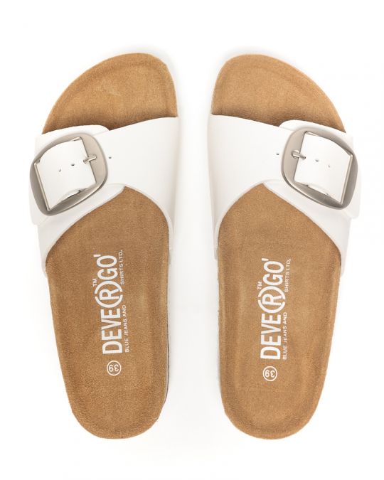 WHITE WOMEN'S SLIDES - GAIA BUCKLE DE25SS2549BU PT