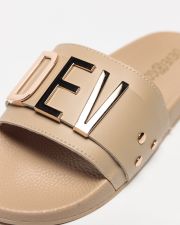 BEIGE WOMEN'S SLIDES - CARAVELLA LETTERS