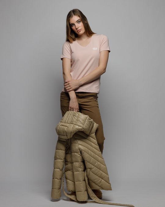 PINK WOMEN'S V-NECK SHORT SLEEVE T-SHIRT 2D25FW4514SS0205