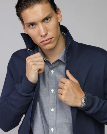 BLUE MEN'S ZIP SWEATER 1D25FW4092KA0701