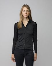 BLACK WOMEN'S SHIRT WITH TRANSPARENT SLEEVES