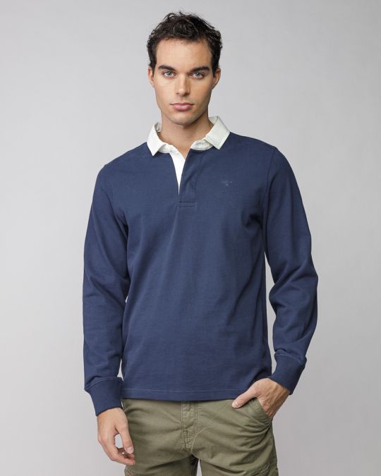 BLUE MEN'S LONG SLEEVE POLO SHIRT 1D25FW4010LS0104