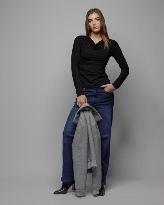 BLACK WOMEN'S LONG SLEEVE T-SHIRT 2D25FW4564LS0205