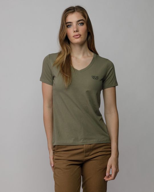 KHAKI WOMEN'S V-NECK SHORT SLEEVE T-SHIRT 2D25FW4514SS0205