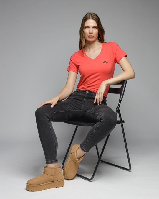 CORAL WOMEN'S V-NECK SHORT SLEEVE T-SHIRT 2D25FW4514SS0205