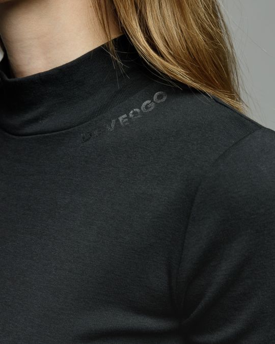 BLACK WOMEN'S SHORT SLEEVE TURTLENECK T-SHIRT 2D25FW4523SS3305