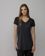BLACK WOMEN'S V-NECK SHORT SLEEVE T-SHIRT