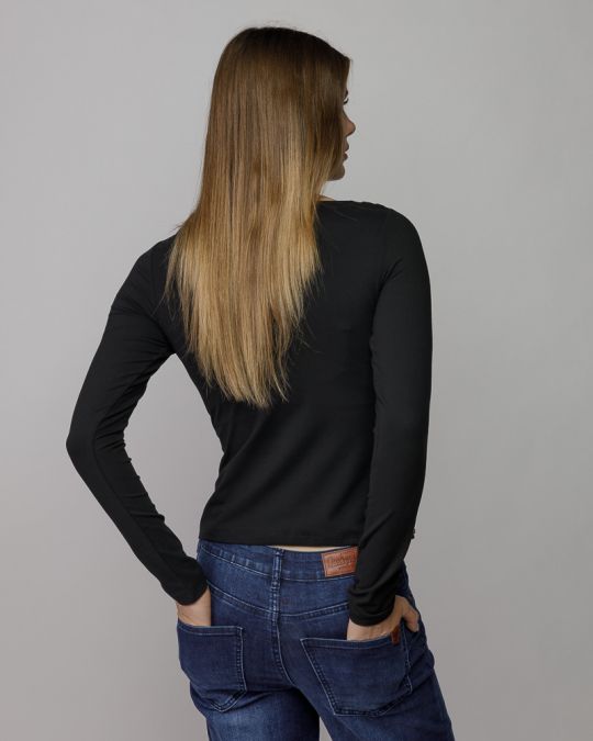 BLACK WOMEN'S LONG SLEEVE T-SHIRT 2D25FW4564LS0205