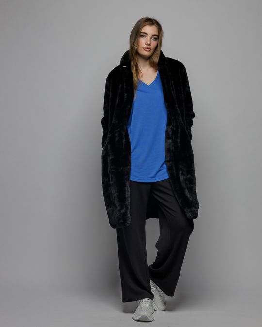 BLUE WOMEN'S V-NECK SHORT SLEEVE T-SHIRT 2D25FW4511SS0105