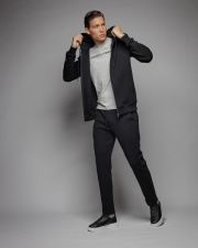 BLACK MEN'S ZIP SWEATER