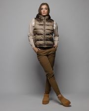 BEIGE WOMEN'S HOODED VEST