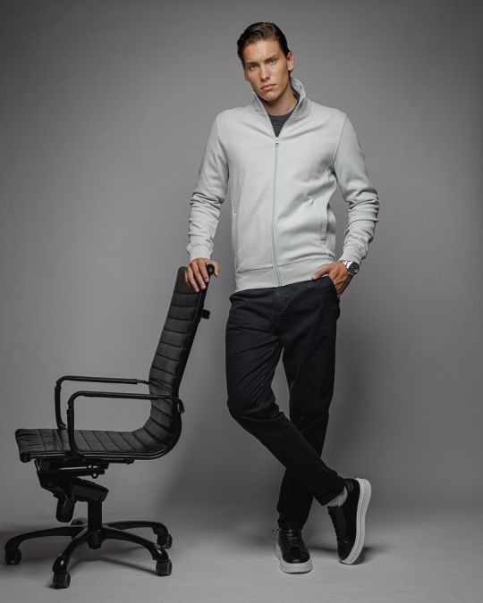 GREY MEN'S ZIP SWEATER 1D25FW4092KA0701