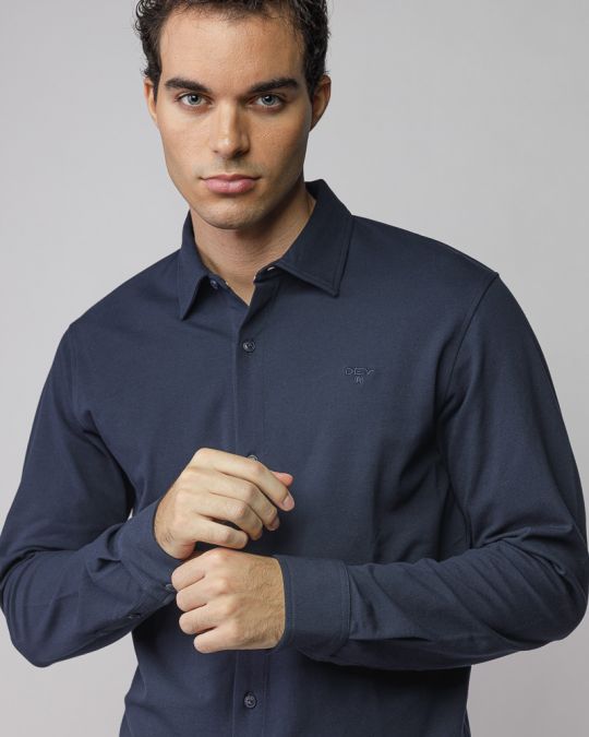 BLUE MEN'S PIQUE SHIRT 1D25FW5004LS2405