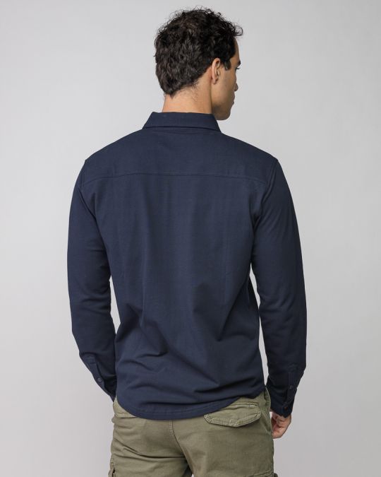 BLUE MEN'S PIQUE SHIRT 1D25FW5004LS2405