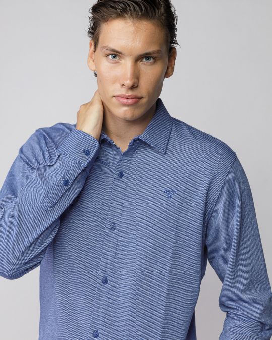BLUE MEN'S PIQUE SHIRT 1D25FW5004LS2405
