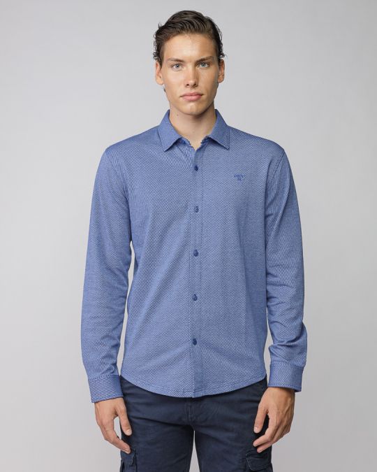 BLUE MEN'S PIQUE SHIRT 1D25FW5004LS2405