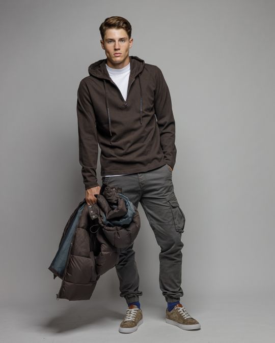 BROWN MEN'S HOODED SWEATER 1D25FW4002LS0104