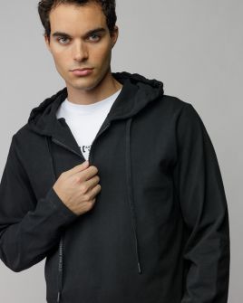 BLACK MEN'S HOODED SWEATER 1D25FW4002LS0104
