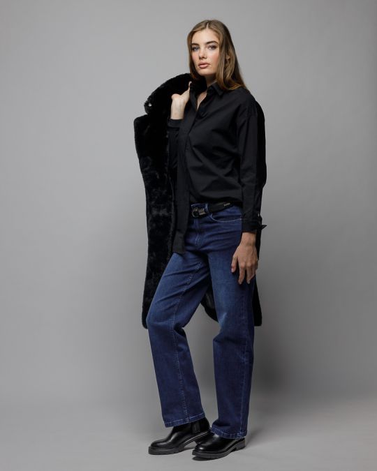 BLACK WOMEN'S LOOSE SHIRT 2D25FW5500LS1305