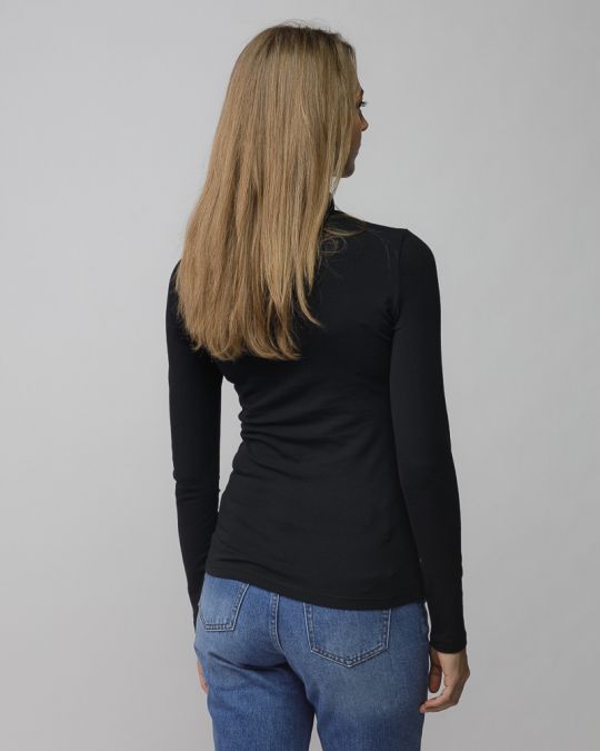 BLACK WOMEN'S ZIP LONG SLEEVE T-SHIRT 2D25FW4540LS0204
