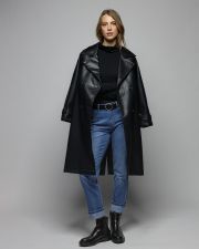 BLACK WOMEN'S LONG SLEEVE TURTLENECK T-SHIRT