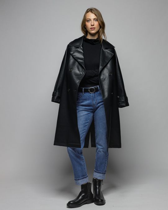 BLACK WOMEN'S LONG SLEEVE TURTLENECK T-SHIRT 2D25FW4543LS0204