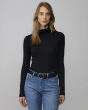 BLACK WOMEN'S LONG SLEEVE TURTLENECK T-SHIRT