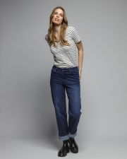 WHITE WOMEN'S STRIPED SHORT SLEEVE T-SHIRT