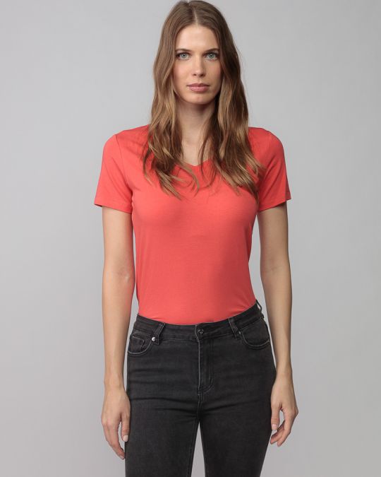 CORAL WOMEN'S V-NECK SHORT SLEEVE T-SHIRT 2D25FW4514SS0205