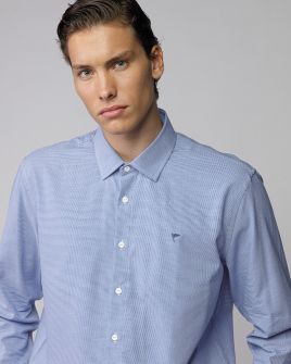 BLUE MEN'S COTTON SHIRT 1D25FW5007LS1301