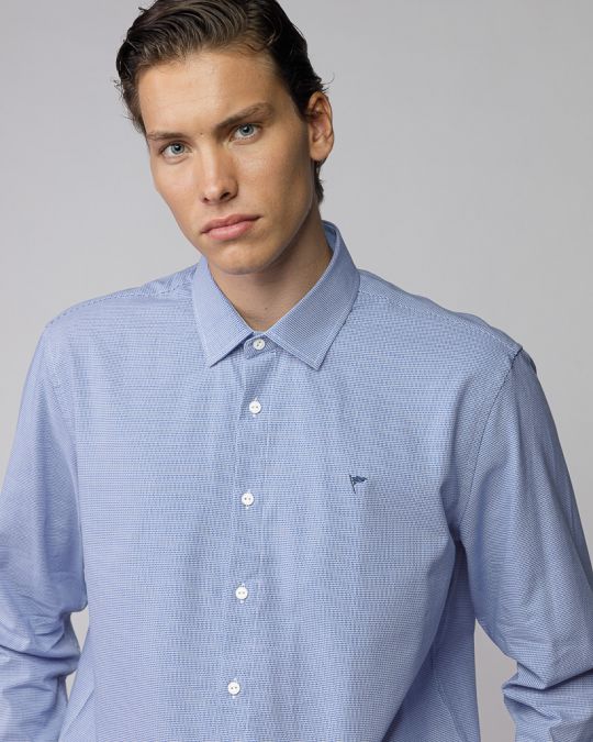 BLUE MEN'S COTTON SHIRT 1D25FW5007LS1301