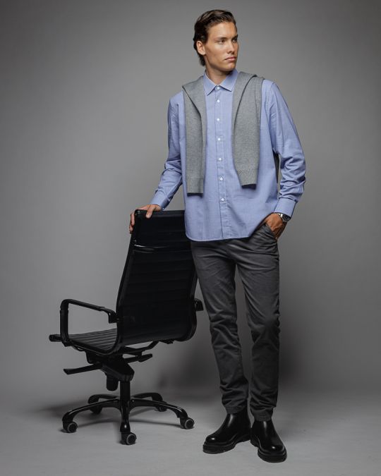 BLUE MEN'S COTTON SHIRT 1D25FW5007LS1301